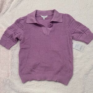 Time and Tru Purple Knit Polo Top